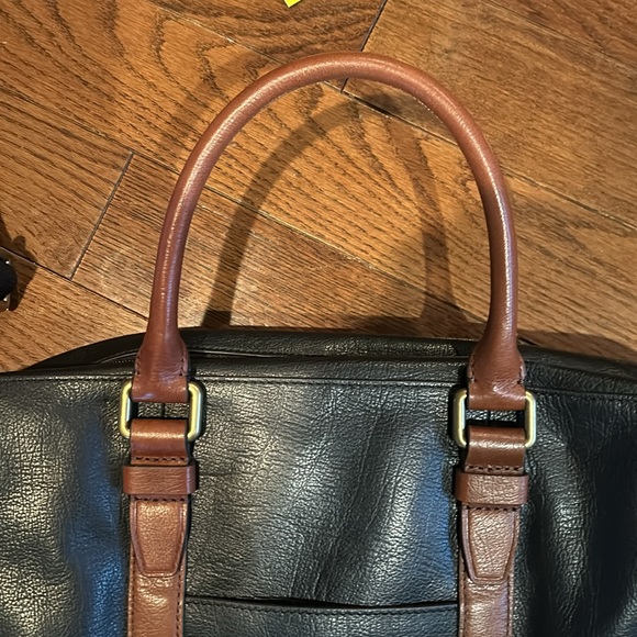 Unisex Fossil Leather Briefcase - Black/Brown- Excellent Condition - Picture 4 of 15